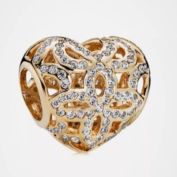 Pandora Jewelry - NIB Pandora 14K Gold Heart of Luxury #757557 CZ